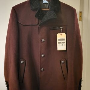 Armani Collezioni Men's Cashmere and Wool Sport/Pea Coat in Burgundy